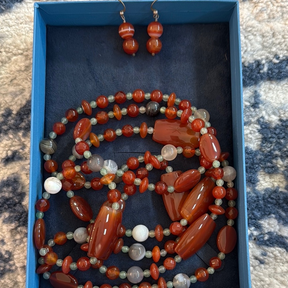 Elegant Multi-Color Beaded Necklace and Earring Set